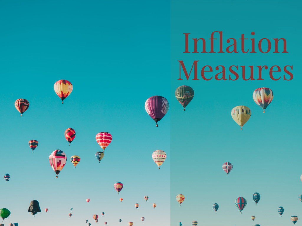 Many hot air balloons. Caption says "Inflation Measures."