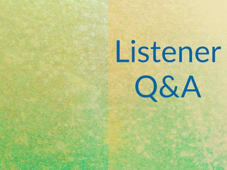 Pattern background with words "Listener Q&A"
