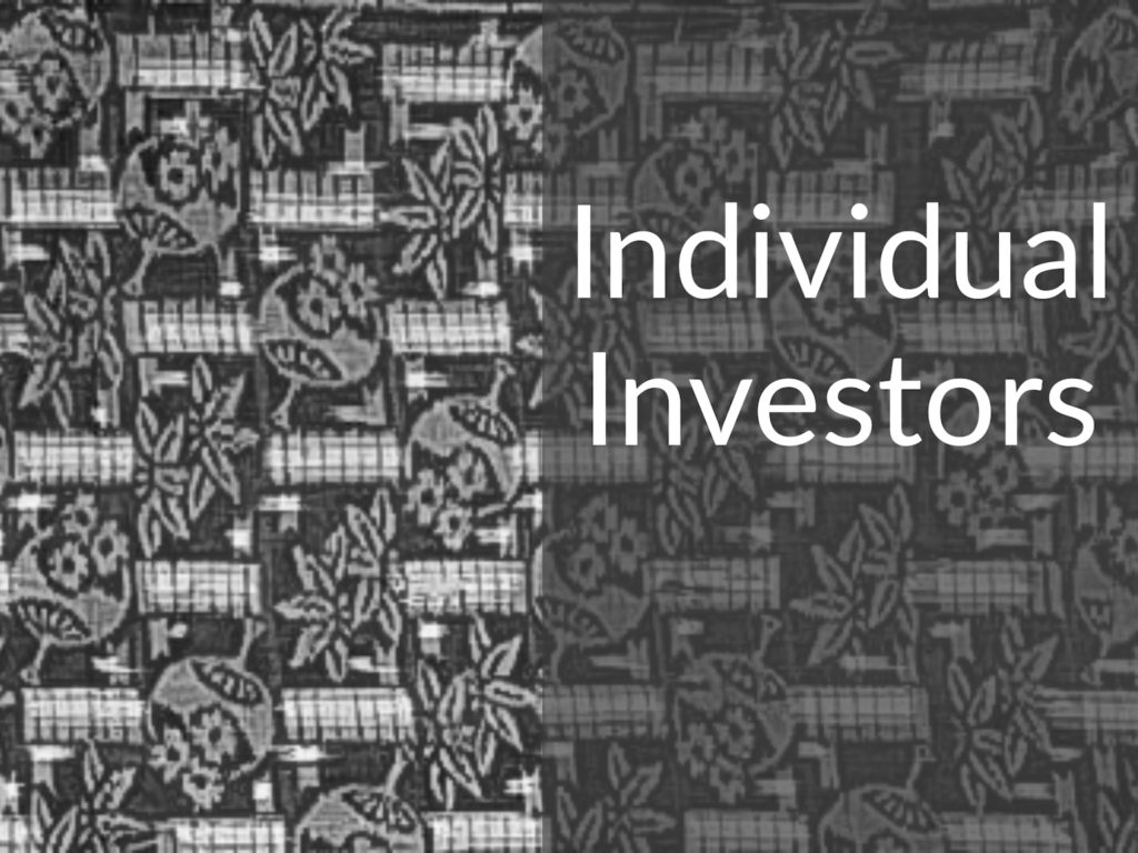 Japanese Kasuri fabric with caption "Individual Investors"