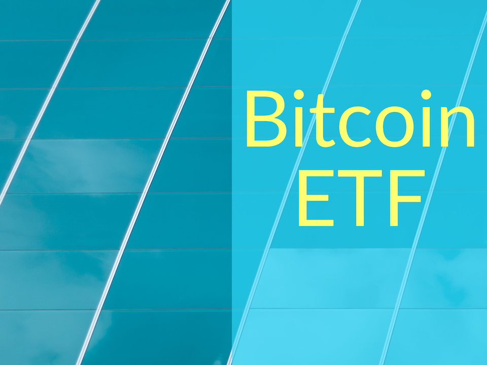 Smooth patterned background with words "Bitcoin ETF"