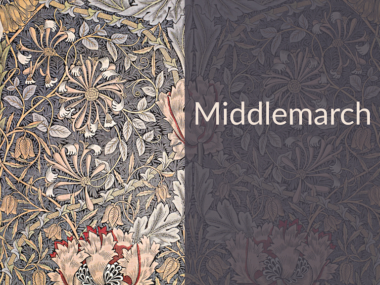 1800s floral art with caption "Middlemarch"