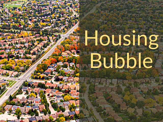 Houses from above with caption "Housing Bubble"