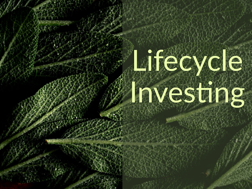 Leaves with caption "Lifecycle Investing"