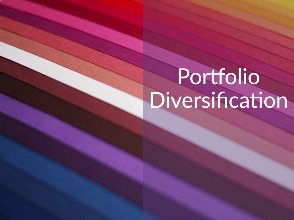 Different colored fabrics with caption "Portfolio Diversifying"