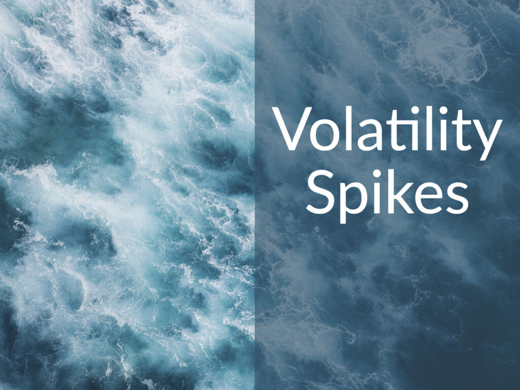Rough ocean spray with caption "Volatility Spikes"