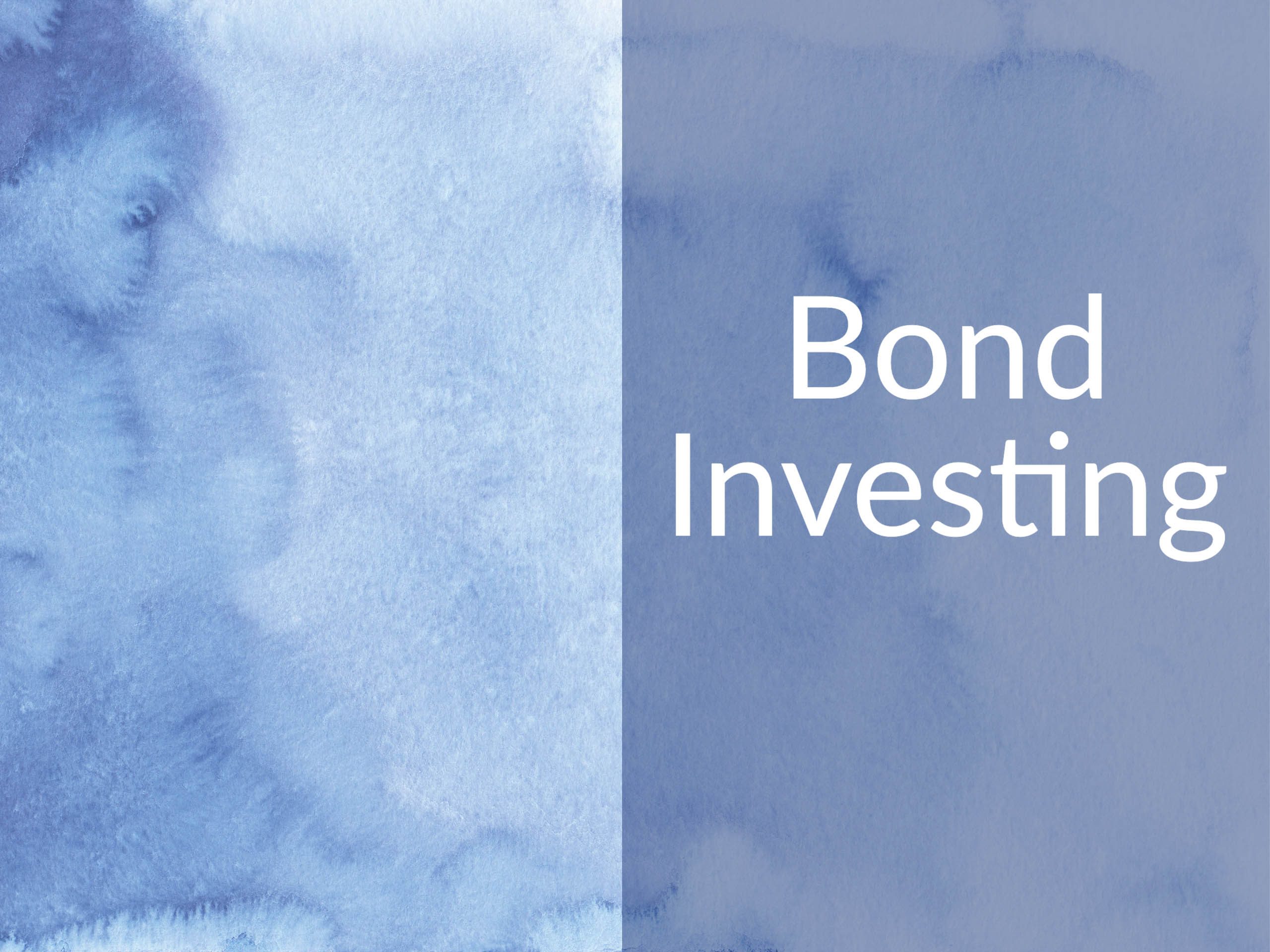 Blue watercolor paint on paper with caption "Bond Investing"