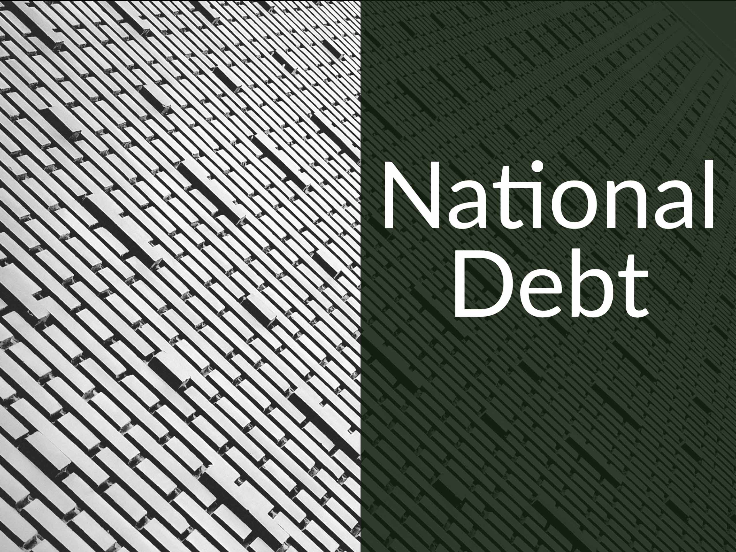 Geometric architecture with caption "National Debt" 