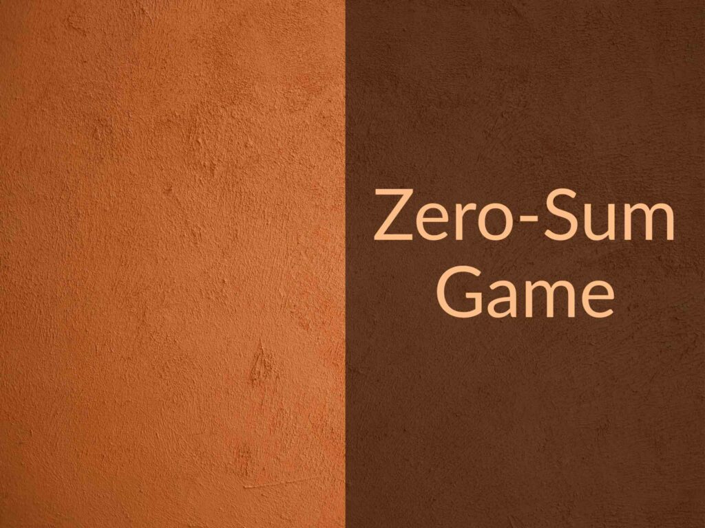 Red plaster wall with caption "Zero-Sum Game"