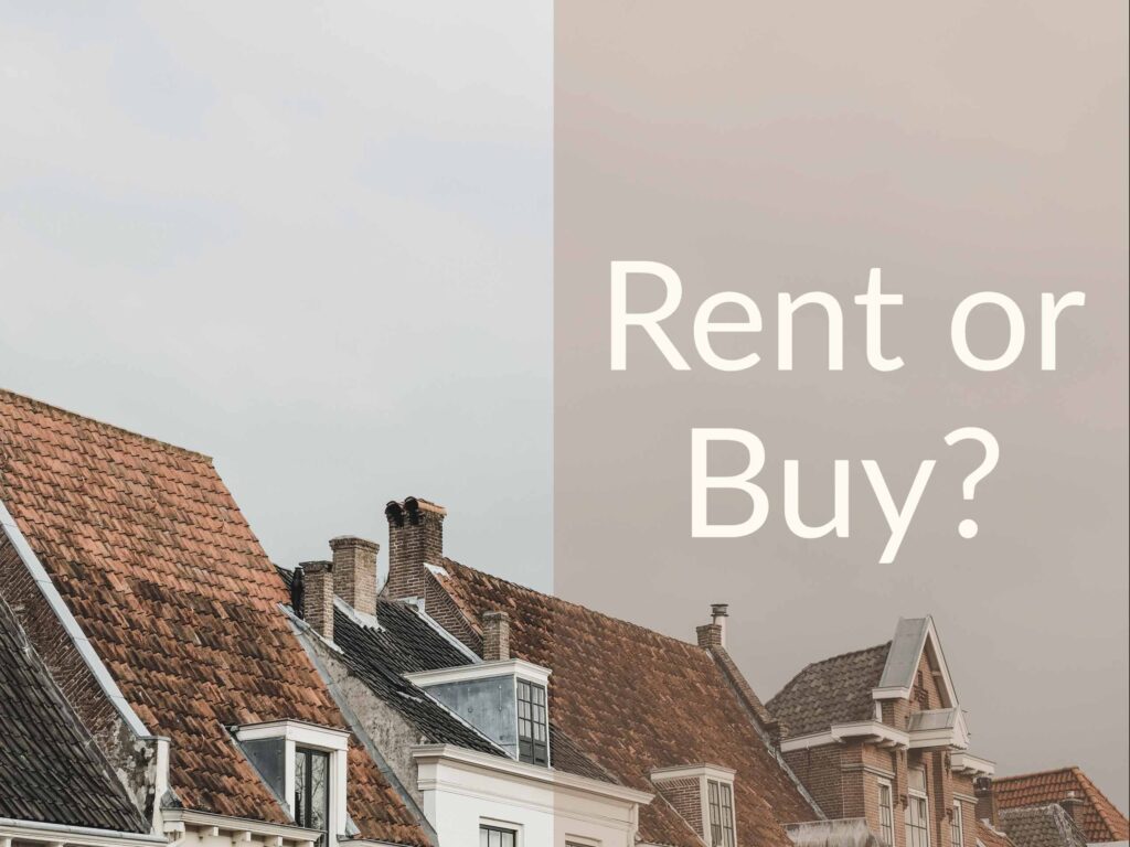 House roofs with the caption "Rent of Buy?"