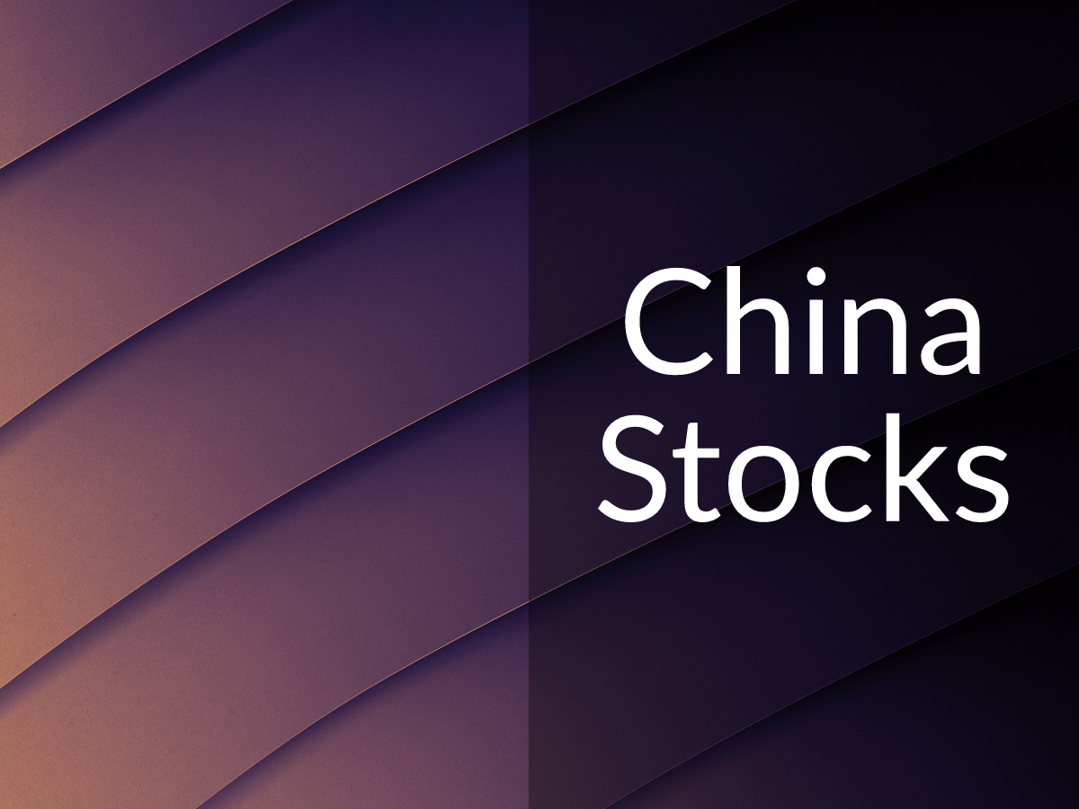 Geometric background with caption "China Stocks" 