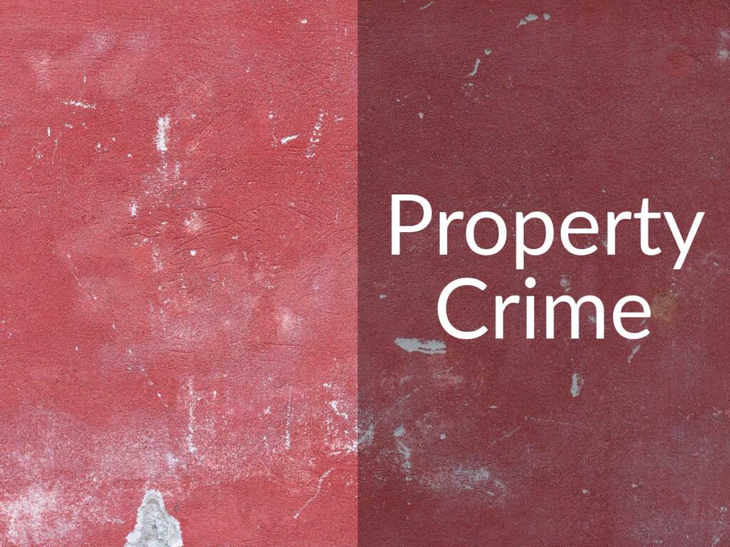Cracked stucco wall with the caption "Property Crime"