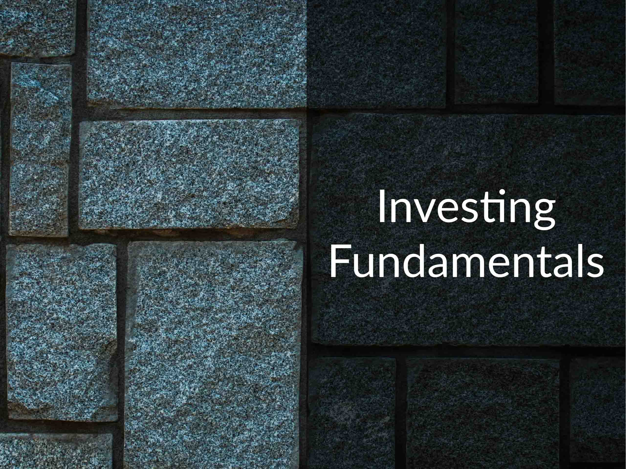 Stone block wall with caption that says "Investing Fundamentals"