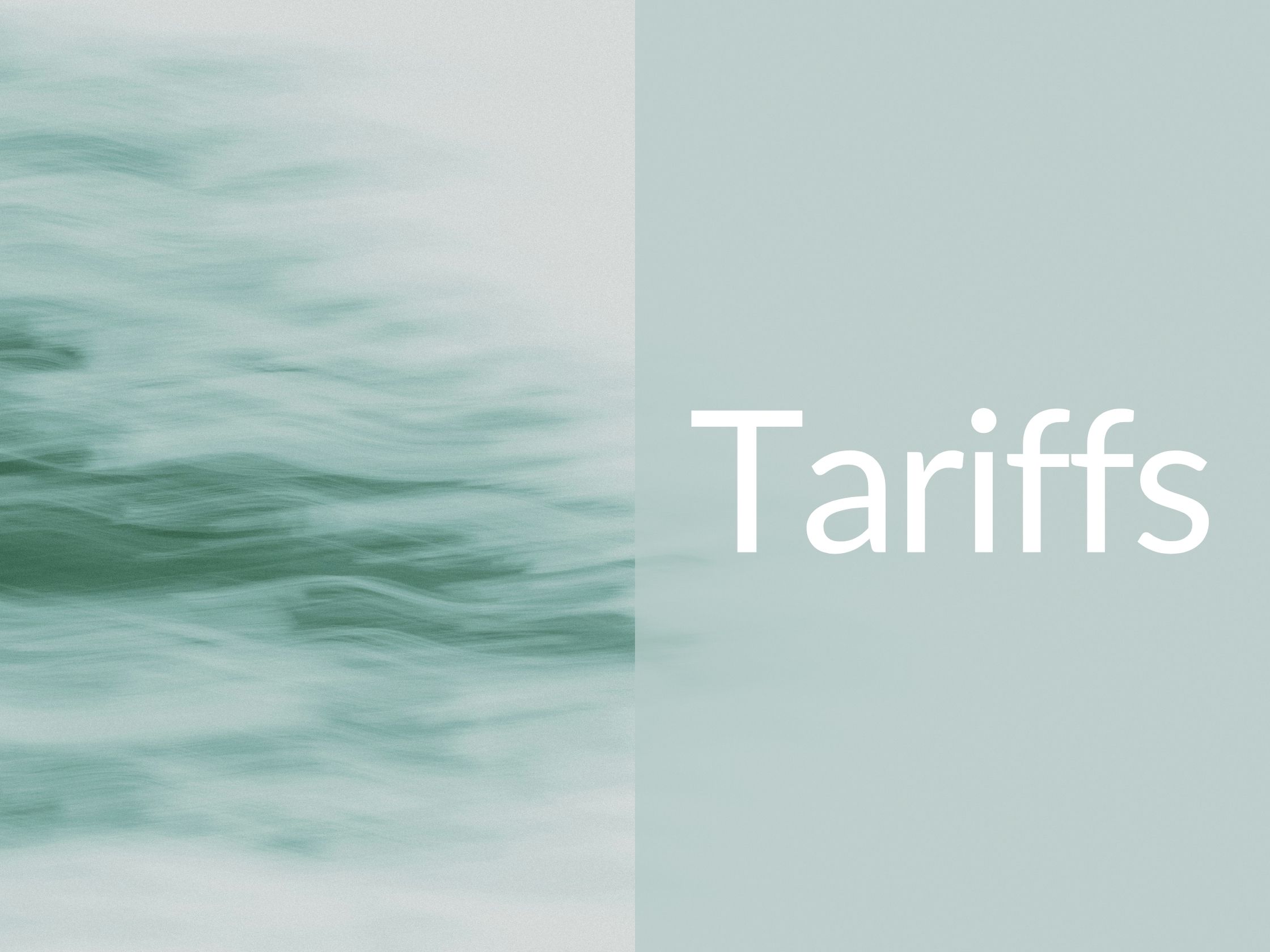 Green abstract patters with the caption "Tariffs"