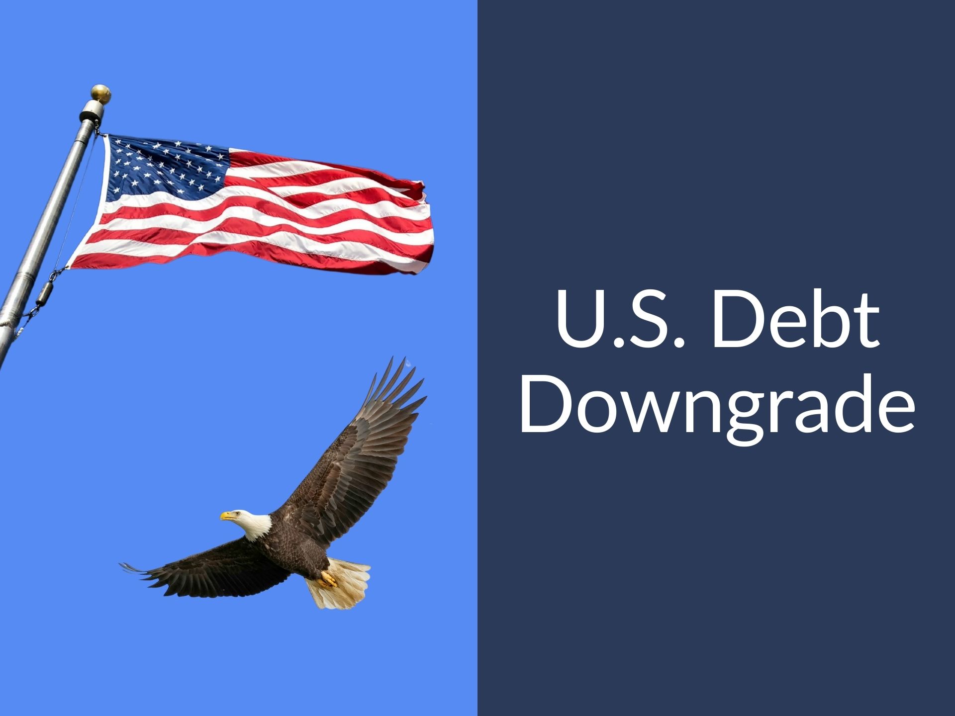 American flag and eagle with the caption "U.S. Debt Downgrade"