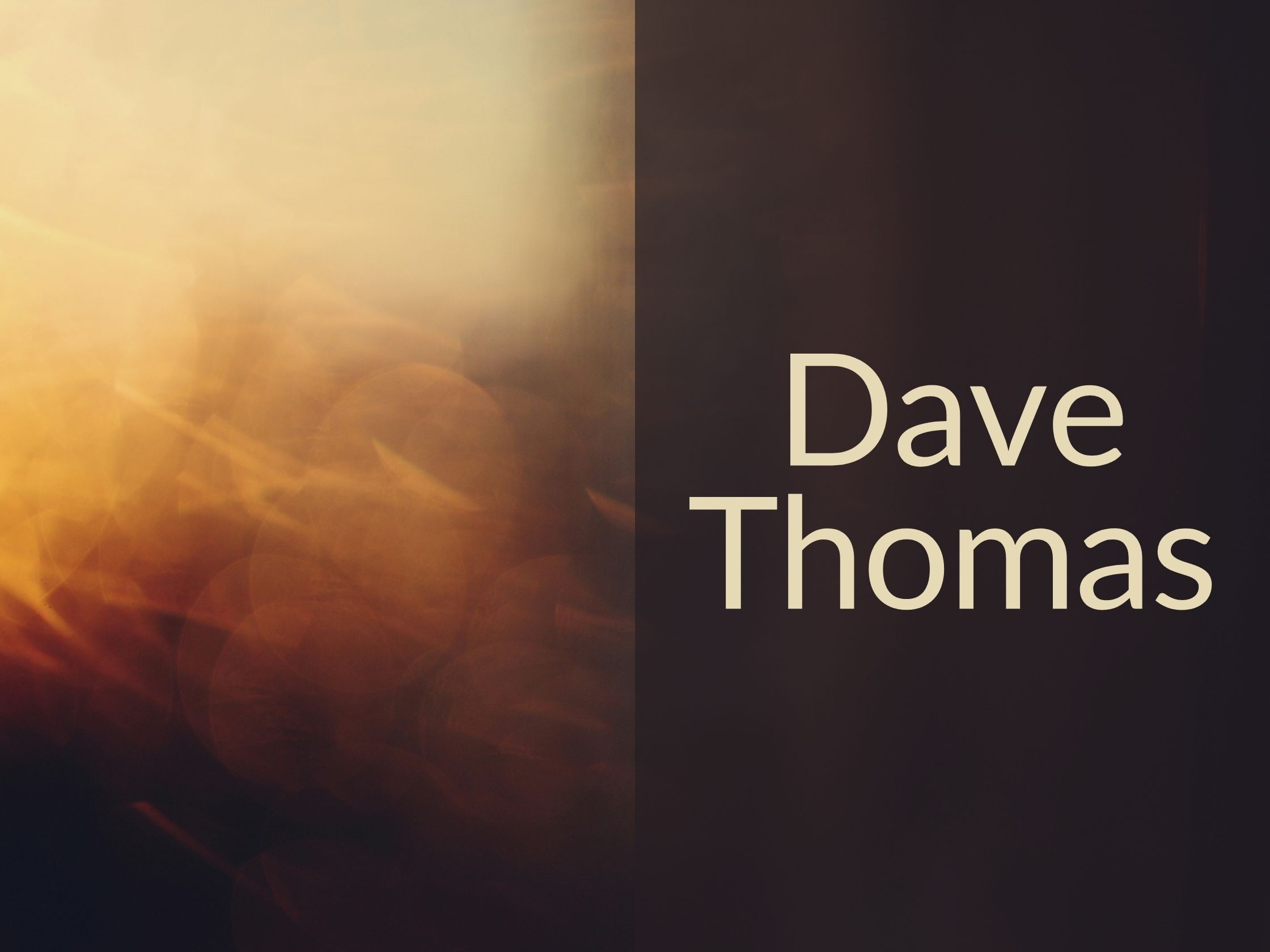 Bright sun flare with the caption "Dave Thomas"
