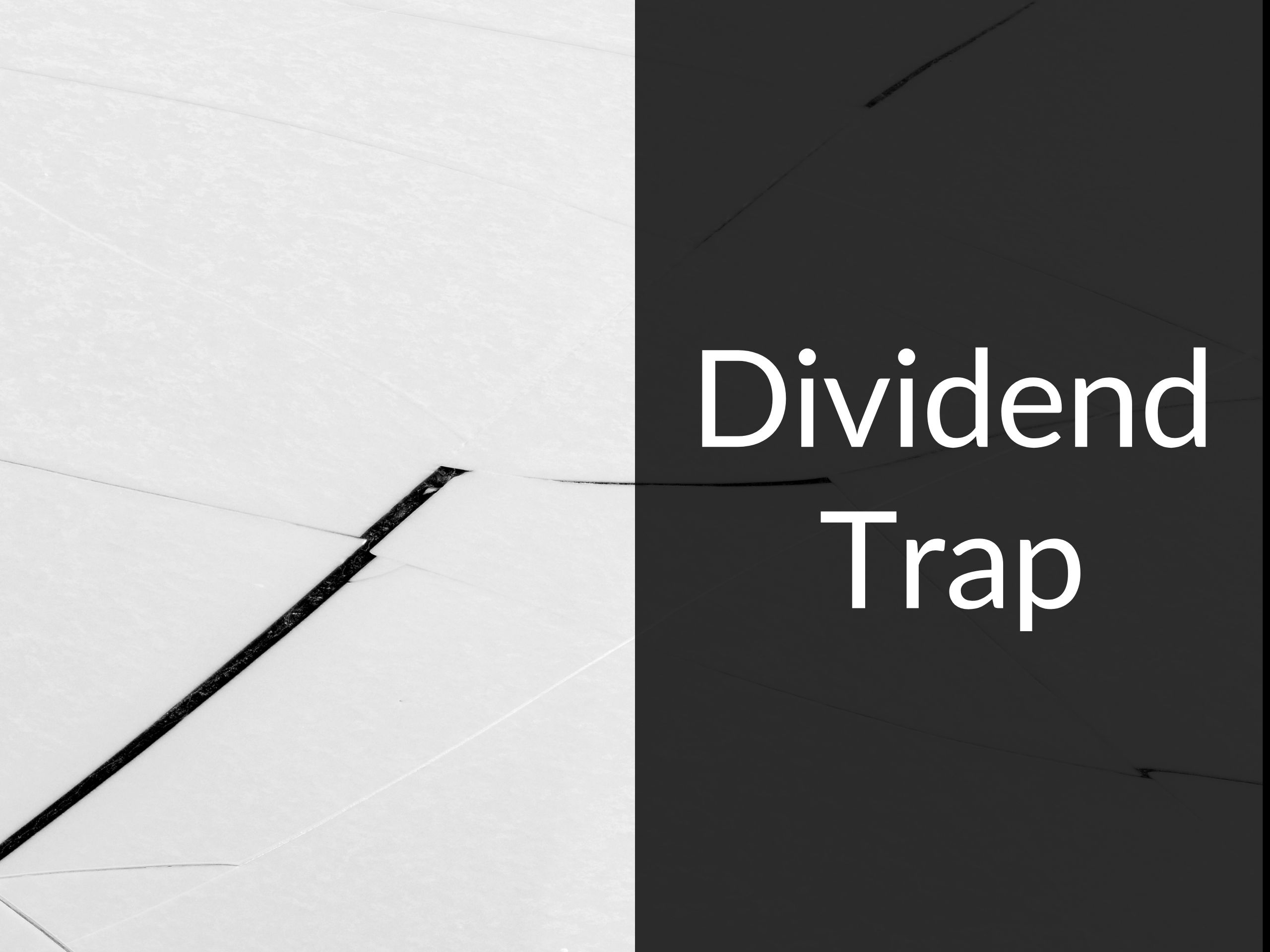 Abstract grayscale banner with diagonal lines and large white text reading 'Dividend' on a dark right panel.